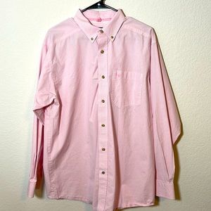 Men’s Ariat Pro Series Western Button Shirt Pink & White Pinstripe Size Large